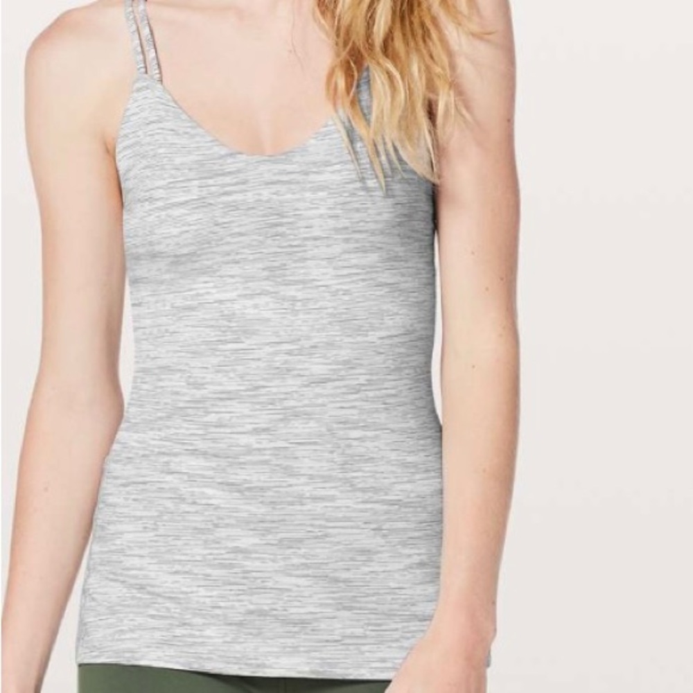lululemon athletica Heathered Light Gray Strappy Tank Top